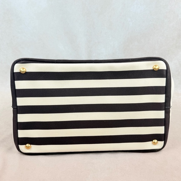 Prada Canapa Tote Chocolate Brown & Ivory Stripes w Strap + Dust Bags - Picture 8 of 17